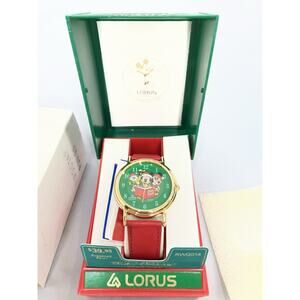Vintage Lorus Disney Character Mickey, Minnie And Donald Merry Christmas Watch